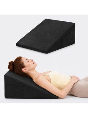 10-Inch Memory Foam Wedge Pillow for Sleep Apnea Relief & Comfort - Black